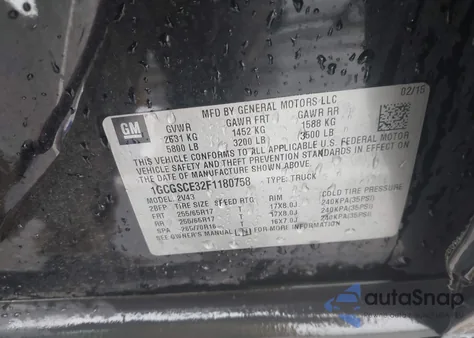 2015 Chevrolet Colorado Z71 from USA, damaged, VIN 1GCGSCE32F1180758